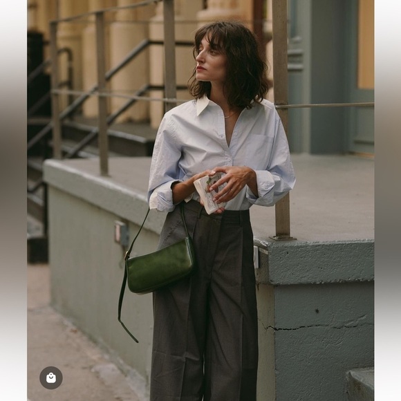 Verafied New York High Rise Slouchy Wool Blend Gray Wide Leg Trouser Pants- S - Picture 4 of 16